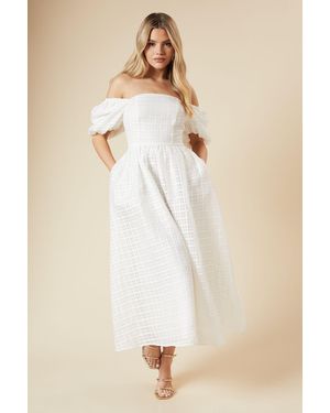 Dorothy Perkins Dp Luxe Seersucker Square Neck Midi Dress - Natural