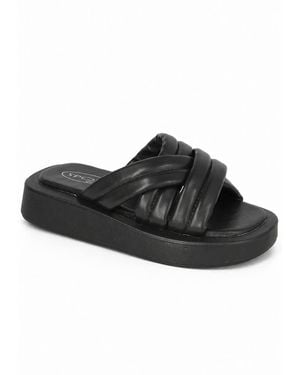 Spot on Padded Cross Strap Comfort Slide Sandals - Black