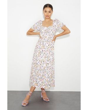 Dorothy Perkins Petite Sweetheart Puff Jersey Midi Dress - White