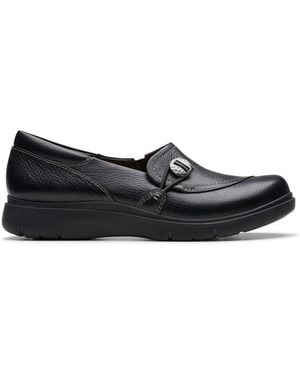 Clarks Certina Ease Leather Slip Ons - Black