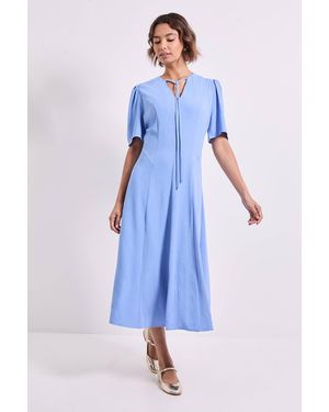 Dorothy Perkins Tie Front Seam Detail Midi Dress - Blue