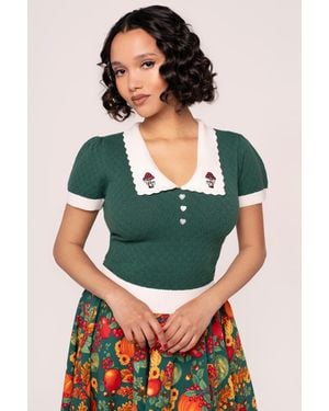Hell Bunny Genevieve Retro Inspired Vibrant Top - Green