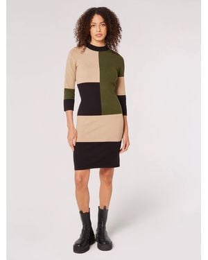 Apricot Colour Block Bodycon Mini Dress - Natural