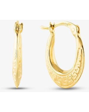 T.H.Baker Plated Oval Patterned Creole Hoop Earrings S3042 - Metallic