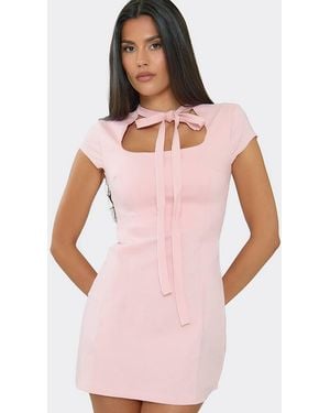 EGO Cap Sleeve Tie Mini Dress - Pink