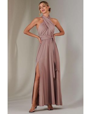 Jolie Moi Halter Neck Maxi Bridesmaid Dress - Pink