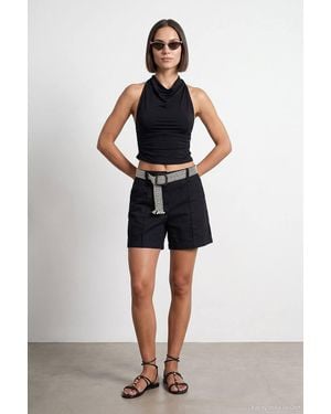 Dilvin Linen Blend Shorts - Black