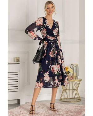 Jolie Moi Jasmine Long Sleeve Mesh Dress - Blue