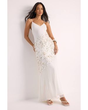 Nasty Gal Chiffon Burnt Sequin Panelled Strappy Maxi Dress - Pink