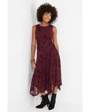 Joe Browns Dita Flocked Dippy Hem Maxi Dress - Red
