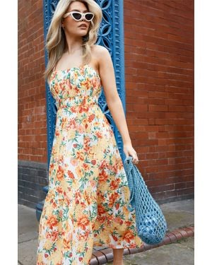 Dorothy Perkins Channel Waist Tiered Hem Strappy Midi Dress - Multicolour