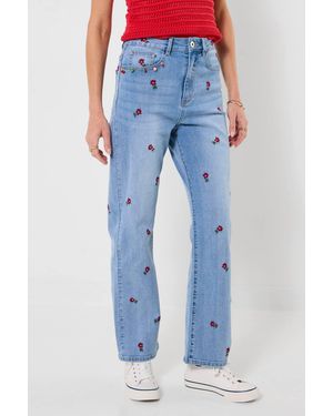 Joe Browns Slim Straight Fit Floral Embroidered Jeans - Blue