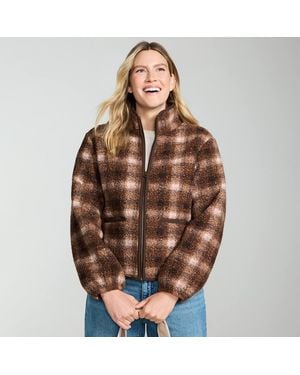 Lands' End Patterned Fleece Bouclé Jacket - Brown