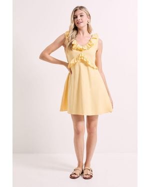 Dorothy Perkins Ruffle Sleeve Tie Back Mini Dress - Natural