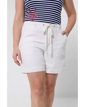 Joe Browns High-Waisted Denim Cargo Shorts With Pocket Detail & Waist Tie - Blue