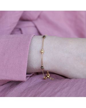The Colourful Aura Golden Ball Slim Thread Minimal Bracelet - Purple
