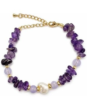 Angel Barocco Amethyst Chip & Baroque Pearl Bracelet - Purple