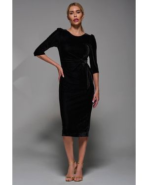 Jolie Moi Side Tie Velvet Bodycon Dress - Black