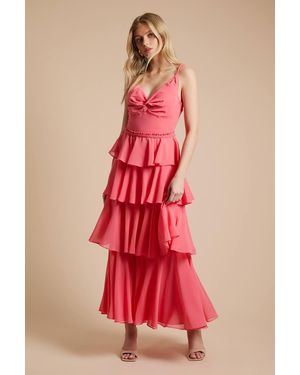 Oasis Tiered Chiffon Plait Strap Maxi Dress