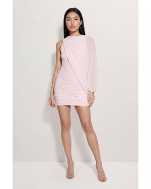 MissPap Asymmetric Sleeve Mesh Mini Dress - Pink