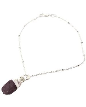 Harfi Raw Garnet January Birthstone Charm Bracelet - White