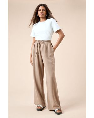 Dorothy Perkins Petite Tie Waist Woven Trouser - Natural