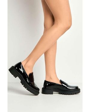 Miss Diva Hinata Panel Cleated Front Loafer - Black