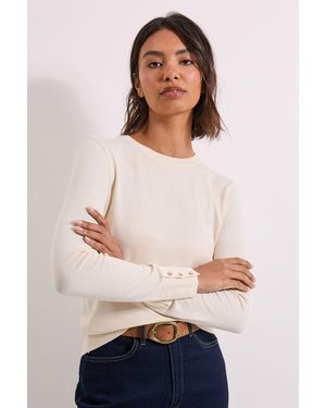 Dorothy Perkins Crew Neck Button Cuff Jumper - Natural