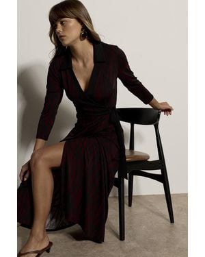 Apricot Abstract Print Wrap Maxi Dress - Black