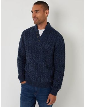 Threadbare Funnel Neck Cable Knit Jumper - Blue
