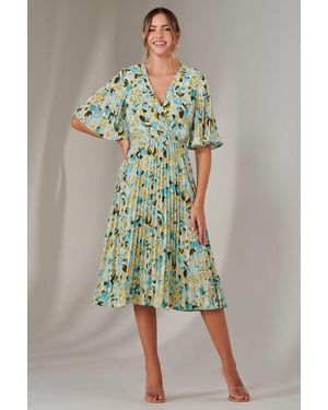 Jolie Moi Pleated Wrap Midi Dress - Green