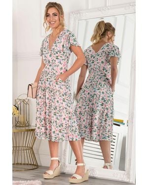 Jolie Moi Kaylynn Wrap Mesh Dress - Pink