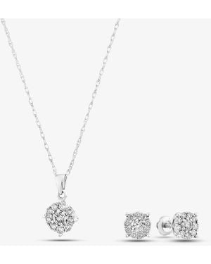 T.H.Baker 18Ct 1.00Ct Diamond Round Cluster Jewellery Set Th0134622 - White