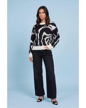 Urban Bliss Zebra Print Jumper - Blue