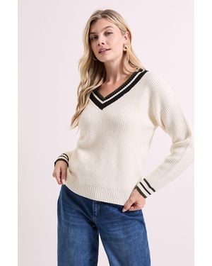 Dorothy Perkins Contrast Cricket Jumper - Natural