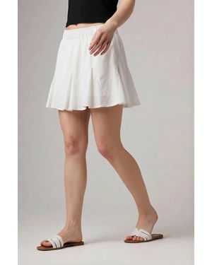 Wednesday's Girl Elasticated Flared Tiered Hem Mini Skirt - White