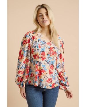 Dorothy Perkins V Neck Blouson Sleeve Top - Red