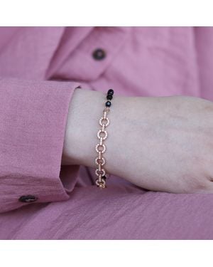 The Colourful Aura Zircon Round Chain Link Beaded Adjustable Bracelet - Purple