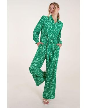 Blue Vanilla Abstract Polka Dot Trousers - Green