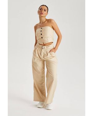 Urban Bliss Wide Leg Tailored Trouser - Natural