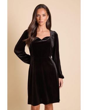 Dorothy Perkins Velvet Sweetheart Neck Mini Dress - Black