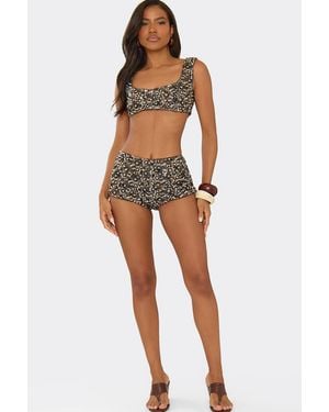 EGO Sequin Floral Low Rise Shorts - Grey