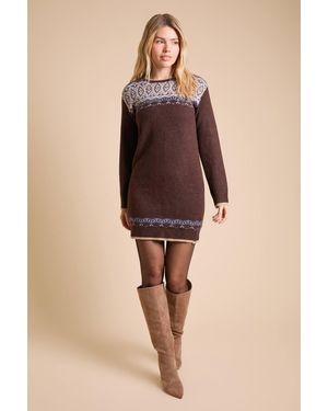Dorothy Perkins Argyle Knitted Midi Dress - Natural