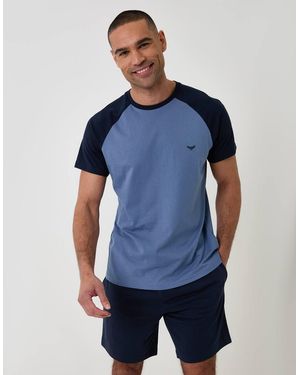 Threadbare Raglan Short Sleeve Top & Shorts Lounge Set - Blue
