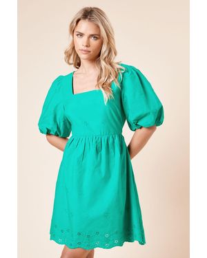 Dorothy Perkins Petite Embroidered Square Neck Mini Dress - Blue