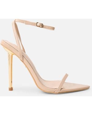 Public Desire Legacy Barely There Pointed Toe Stiletto Heels - White