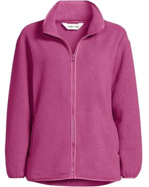 Lands' End Sherpa Fleece Full Zip Jacket - Pink