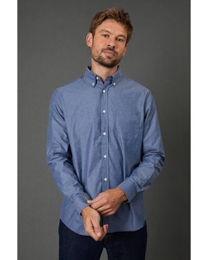 MAINE Textured Long Sleeve Shirt - Blue