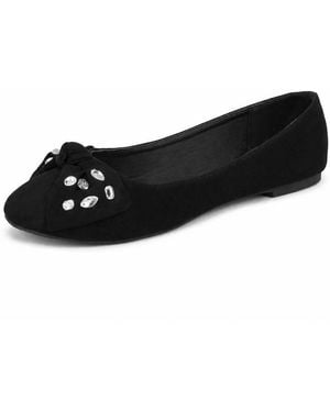 Spot on Embellished Flat Ballet Pump Shoes - Black