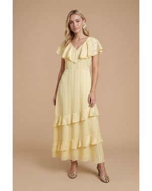 Dorothy Perkins Dp Luxe Cape Ruffle Midi Dress - Natural